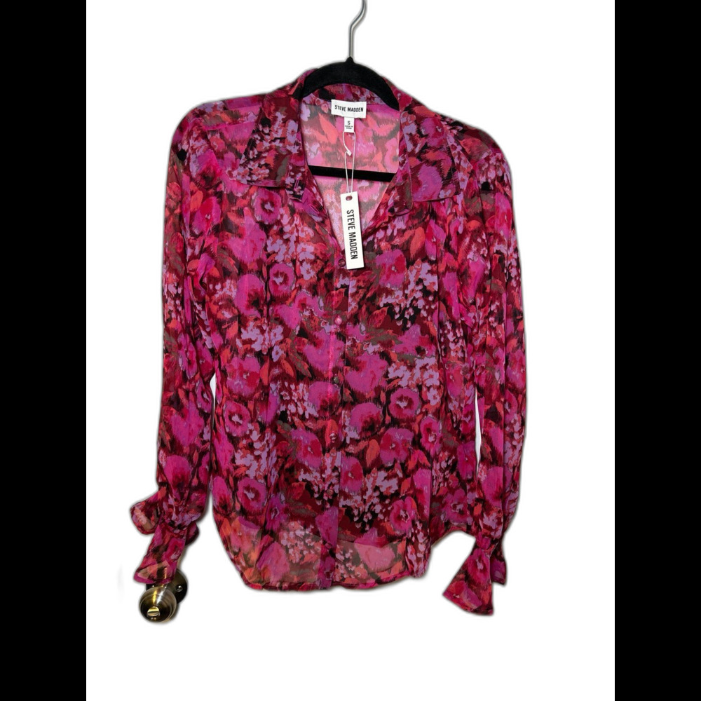 Steve Madden Dark fuchsia Chiffon Blouse -  size SMALL - NWT